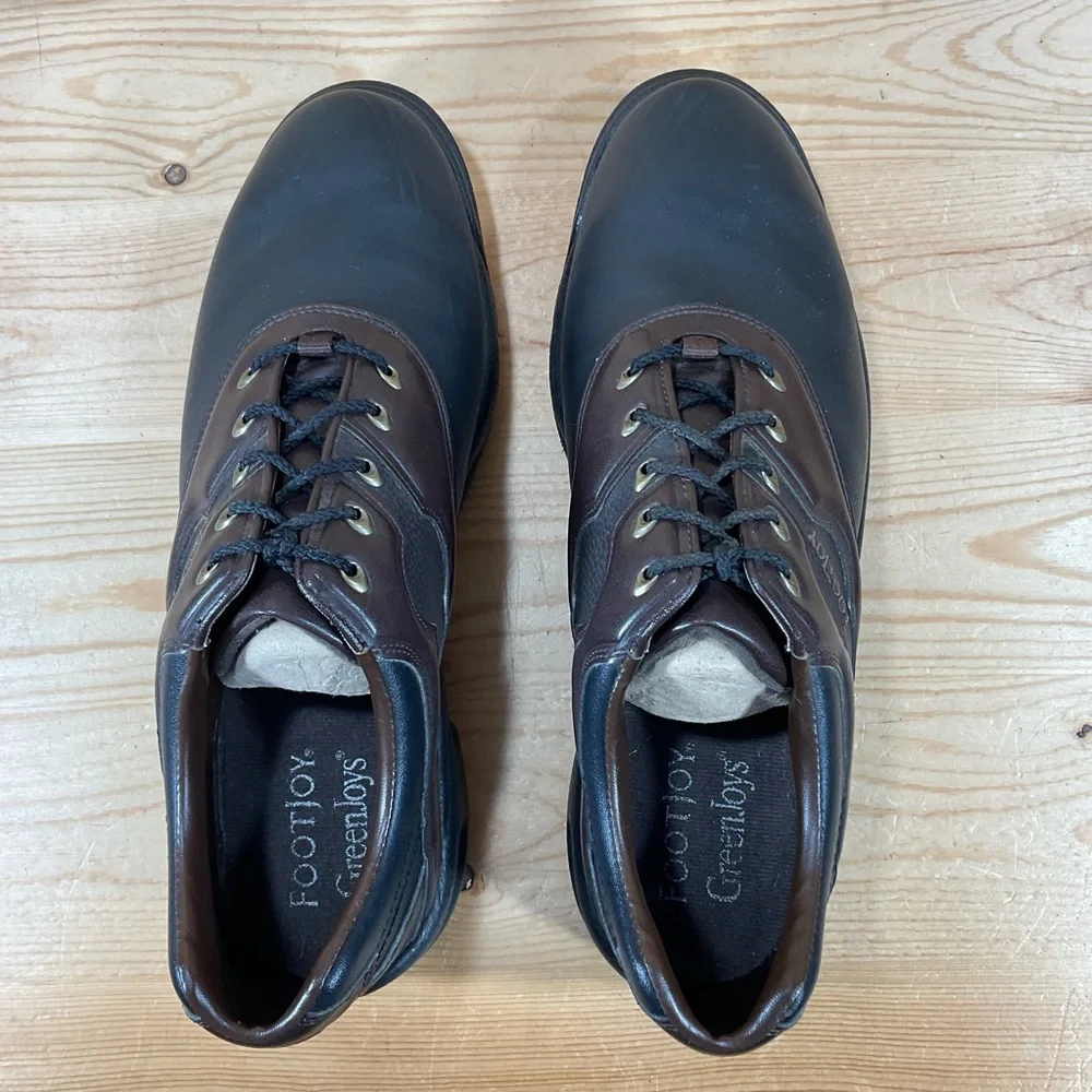 FootJoy FJ GreenJoys Golf Shoes Men’s 13 M Black Dark Brown Syn Leather 45564
